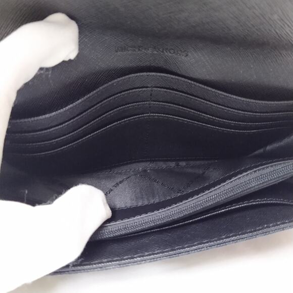 Michael Kors Black Leather MK Printed Round Logo Credit Card Bifold Wallet - Picture 11 of 16